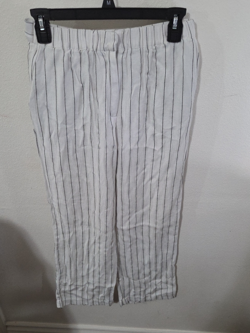 Forever 21 White Pinstripe Elastic Waist Pants